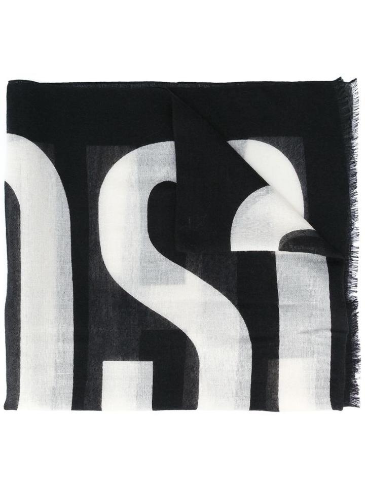Moschino Frayed Edge Scarf, Men's, Black, Wool