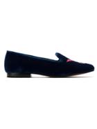 Blue Bird Shoes Medal Velvet Loafers