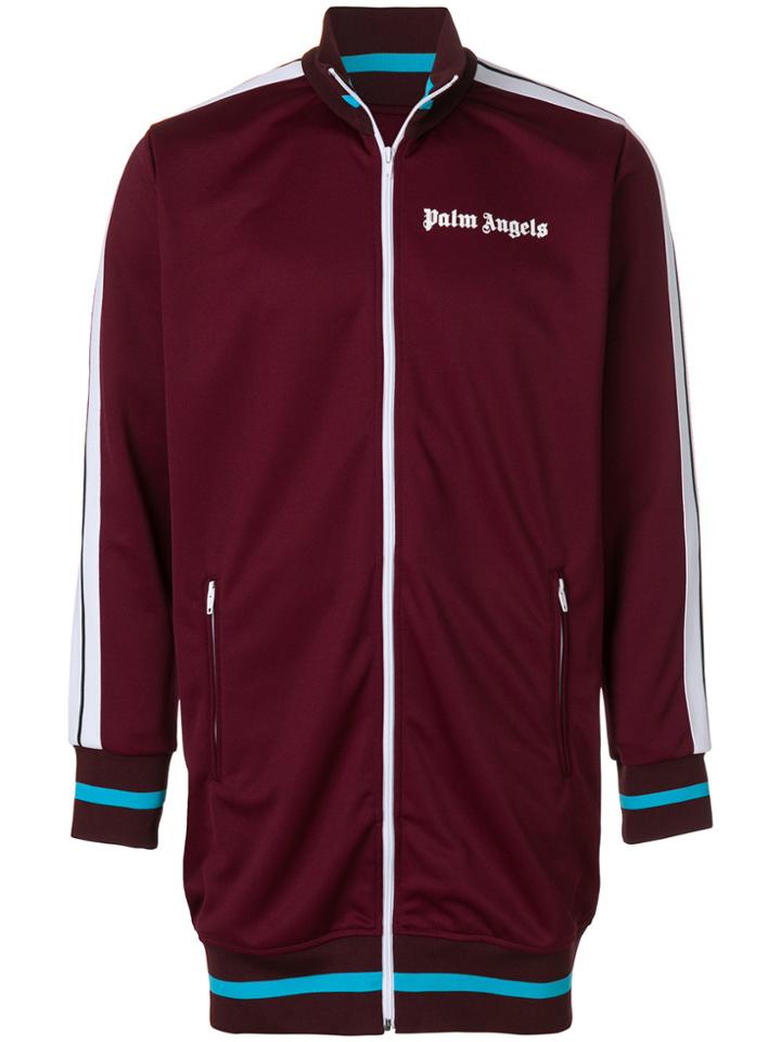 Palm Angels Logo Patch Zipped Sweatshirt - Red