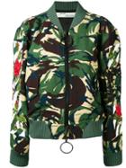 Off-white Camouflage Bomber Jacket, Women's, Size: Small, Green, Acrylic/polyester/viscose/wool