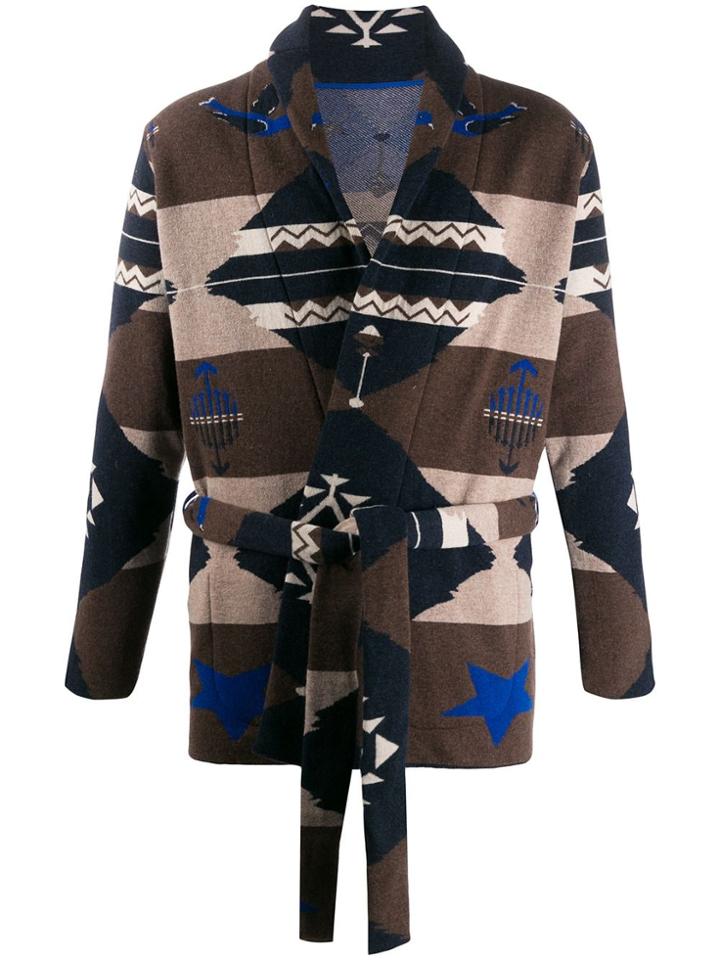 Fortela Tribal-print Knit Coat - Brown