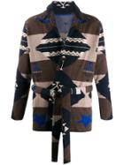 Fortela Tribal-print Knit Coat - Brown
