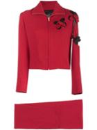 John Galliano Vintage Cut Out Flower Suit, Women's, Size: 40, Red