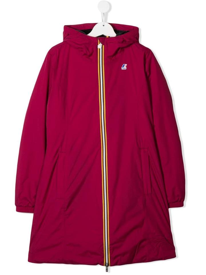 K Way Kids Hooded Zipped Jacket - Pink