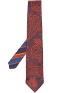 Etro Paisley And Striped Formal Tie - Red