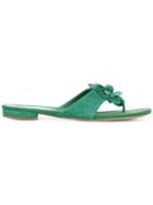 Chanel Pre-owned Floral Appliqué Flat Sandals - Green