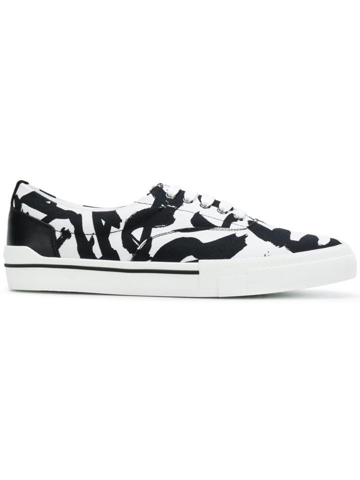 Versace Brushstroke Print Sneakers - Black