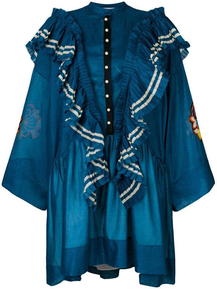 Philosophy Di Lorenzo Serafini Oversized Ruffle Trim Dress - Blue