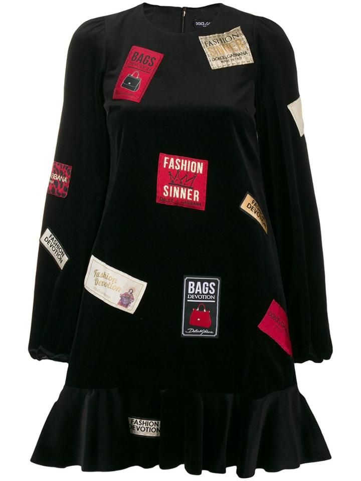 Dolce & Gabbana Velvet Patch Dress - Black