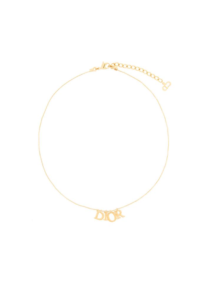 Christian Dior Vintage Letter Necklace - Metallic