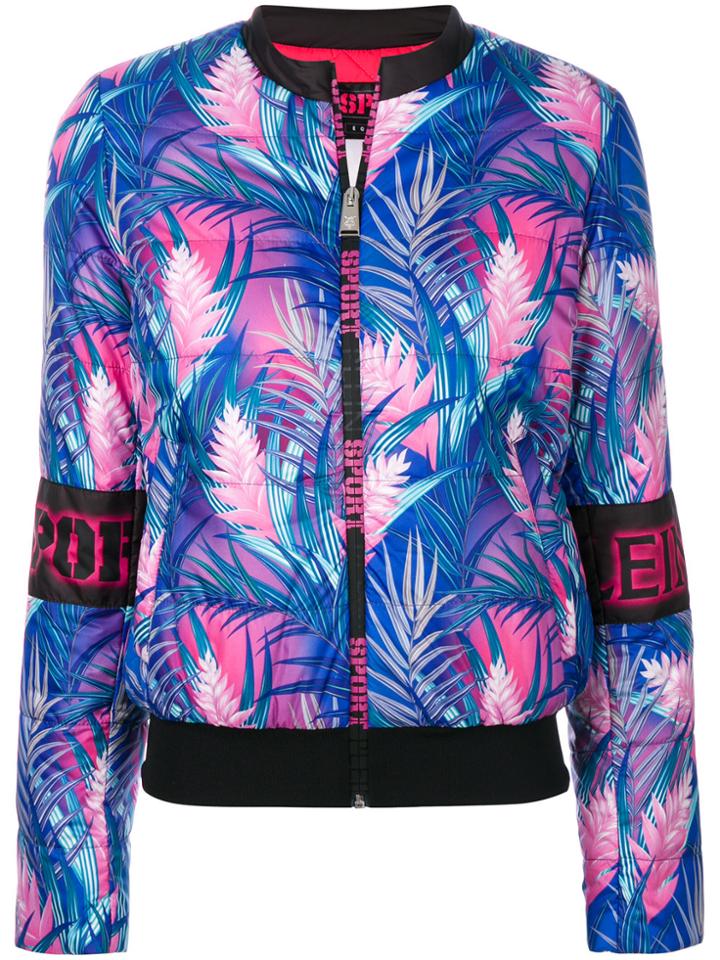 Plein Sport Leaf Print Padded Jacket - Blue