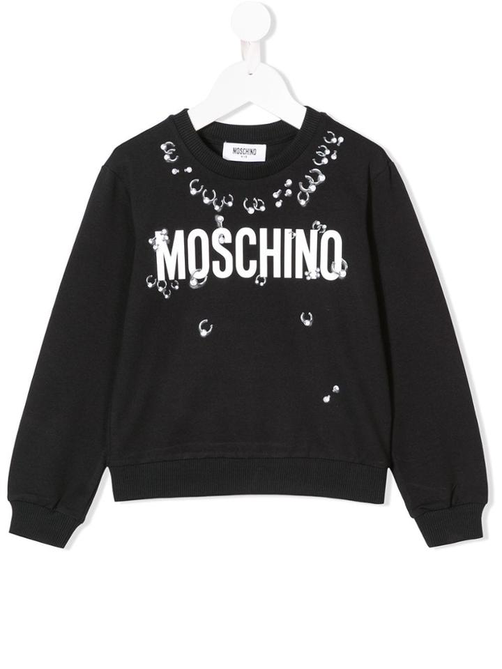 Moschino Kids Piercing Logo Print Sweatshirt - Black