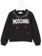 Moschino Kids Piercing Logo Print Sweatshirt - Black