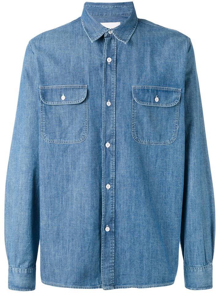 Our Legacy Chest Pockets Denim Shirt, Men's, Size: 46, Blue, Cotton
