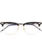 Thom Browne - Square Frame Glasses - Men - Acetate/12kt Gold - One Size, Blue, Acetate/12kt Gold