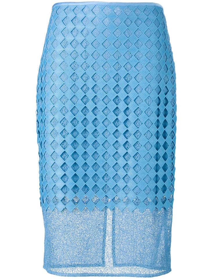 Dvf Diane Von Furstenberg Embroidered Pencil Skirt - Blue