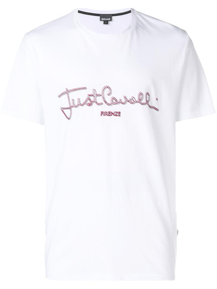 Just Cavalli Logo Stitched T-shirt - White