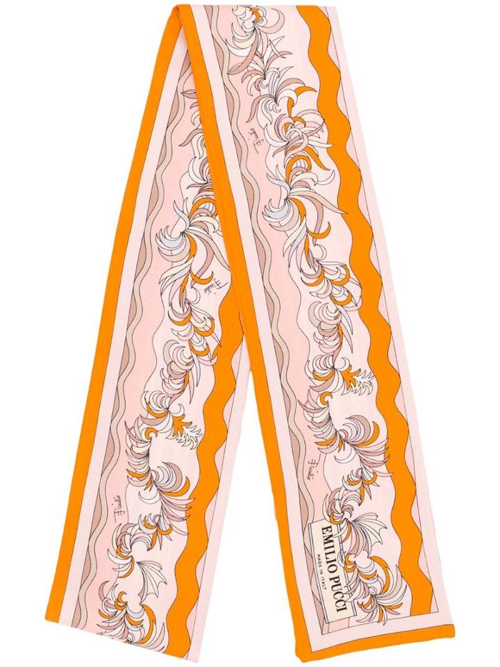 Emilio Pucci Guanabana Print Silk Skinny Scarf - Pink