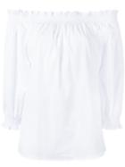 Xacus Off-shoulder Frill-trim Blouse, Women's, Size: 46, White, Cotton/polyamide