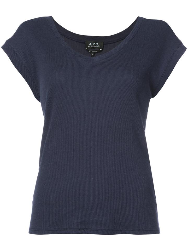 A.p.c. - Short Sleeve T-shirt - Women - Cotton/modal - S, Blue, Cotton/modal