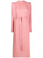 Stella Mccartney Stitched-panel Belted Midi Dress - Pink