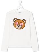 Moschino Kids Bear Print Long Sleeve T-shirt - White