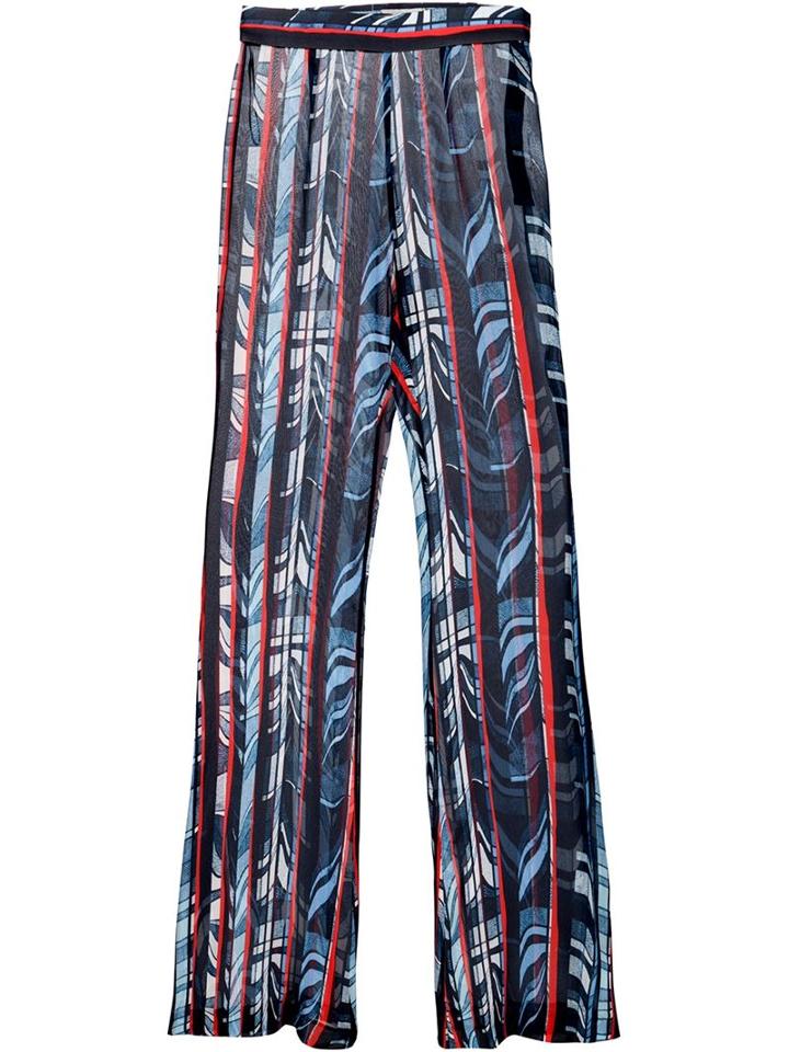 Ellery Flared Printed Trousers, Women's, Size: 10, Blue, Silk