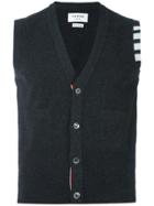 Thom Browne V-neck Cardigan Vest In Cashmere - Grey