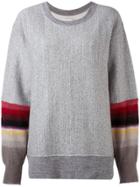 Facetasm Stripe Sleeve Jumper - Grey