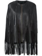 Elie Saab Fringed Cape, Women's, Size: 36, Black, Silk/lamb Skin
