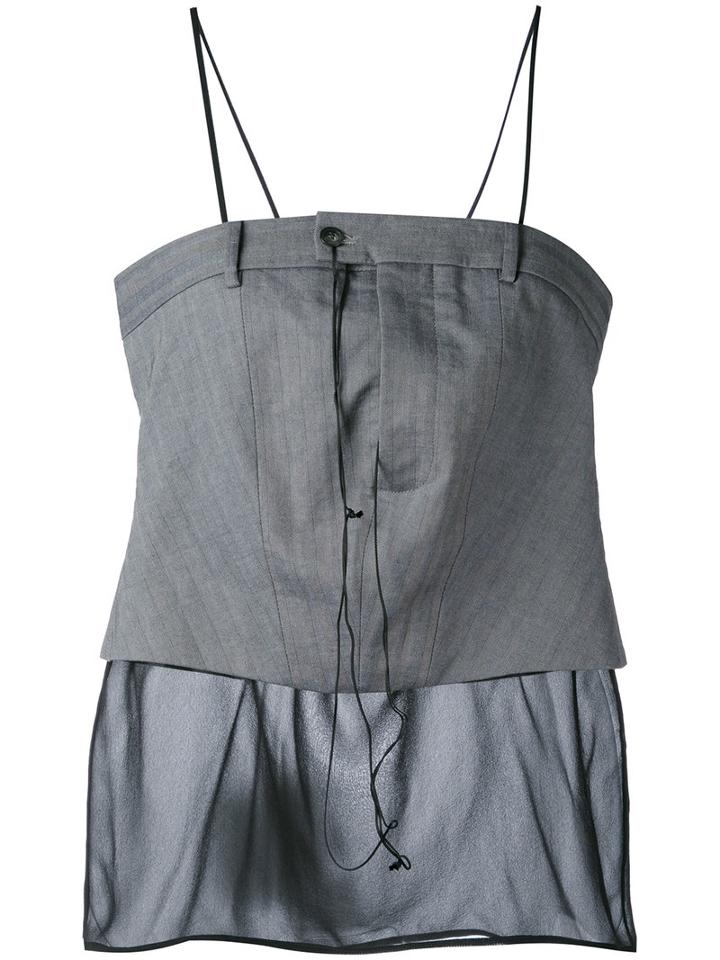 A.f.vandevorst - Mesh Hem Top - Women - Silk/cotton - 36, Grey, Silk/cotton