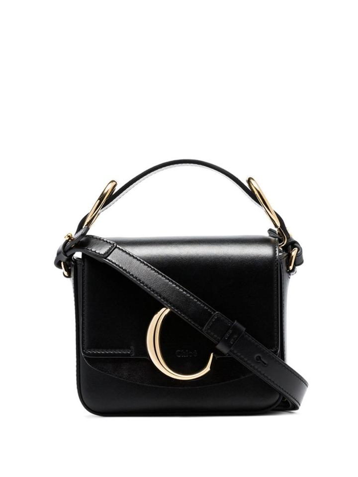 Chloé Black C Ring Top Handle Leather Shoulder Bag