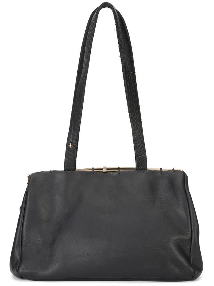 Ma+ Silver-tone Rim Shoulder Bag, Women's, Black, Calf Leather