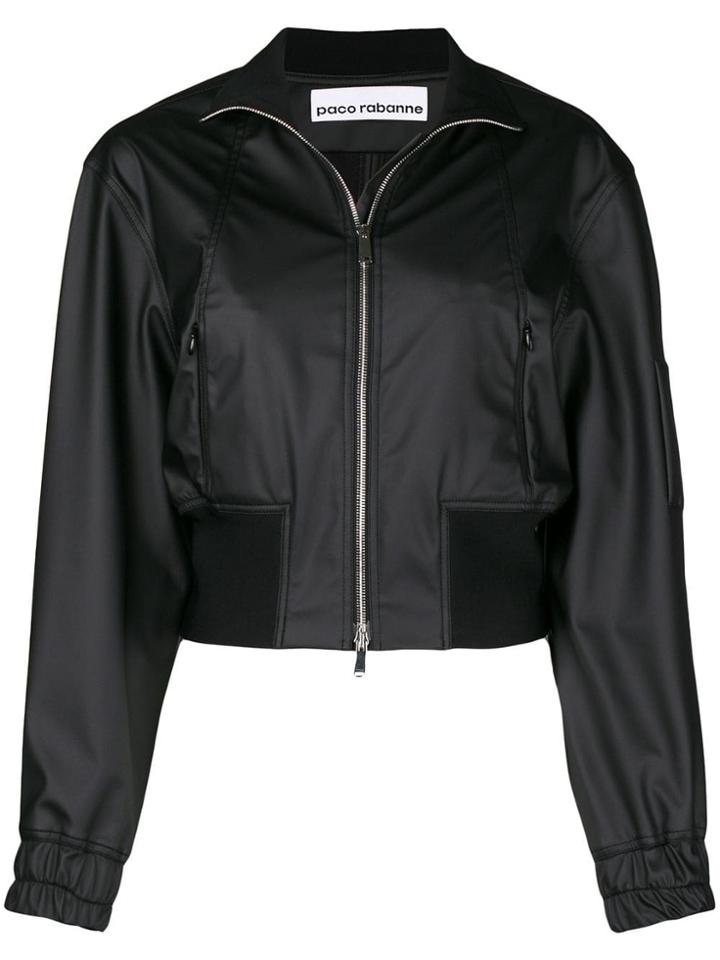 Paco Rabanne Cropped Bomber Jacket - Black