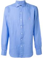 Polo Ralph Lauren Embroidered Logo Shirt, Men's, Size: Large, Blue, Linen/flax