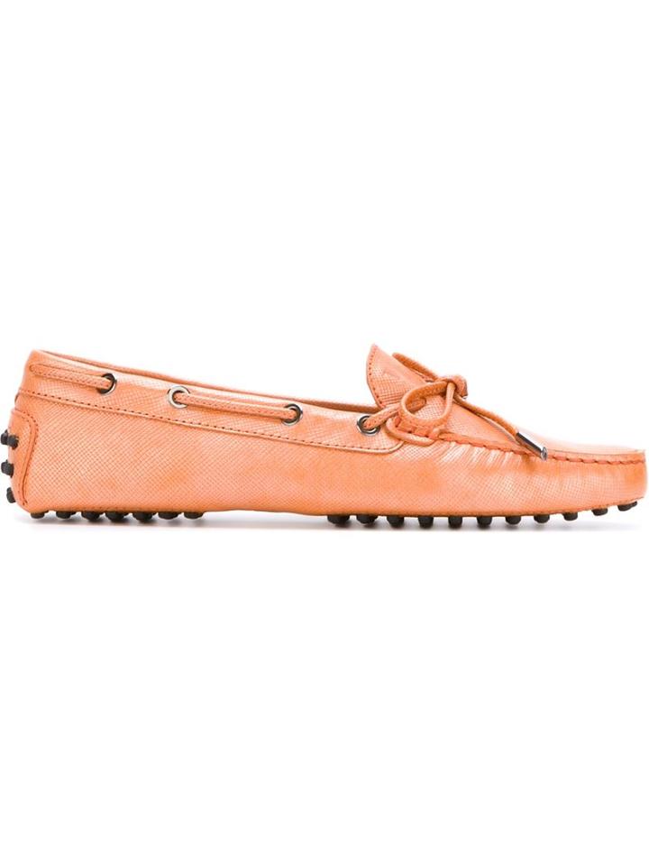 Tod S Gommino Driving Shoes, Women's, Size: 39.5, Yellow/orange, Leather/rubber