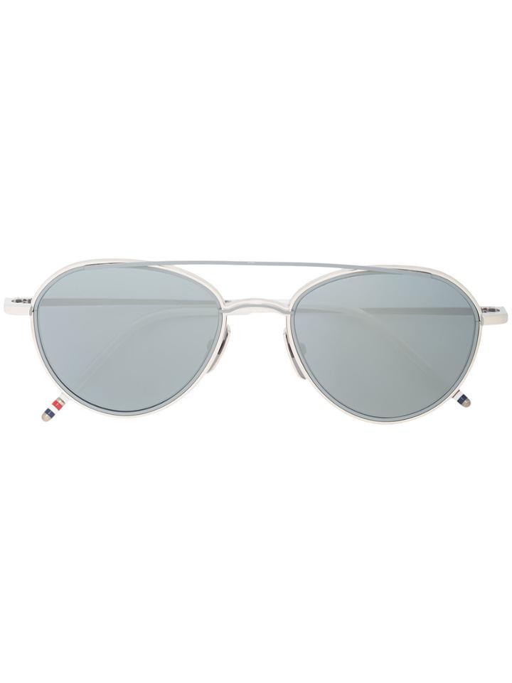 Thom Browne Eyewear Round Aviators - Metallic
