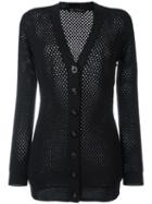 Versace Mesh Panel Cardigan, Women's, Size: 40, Black, Wool