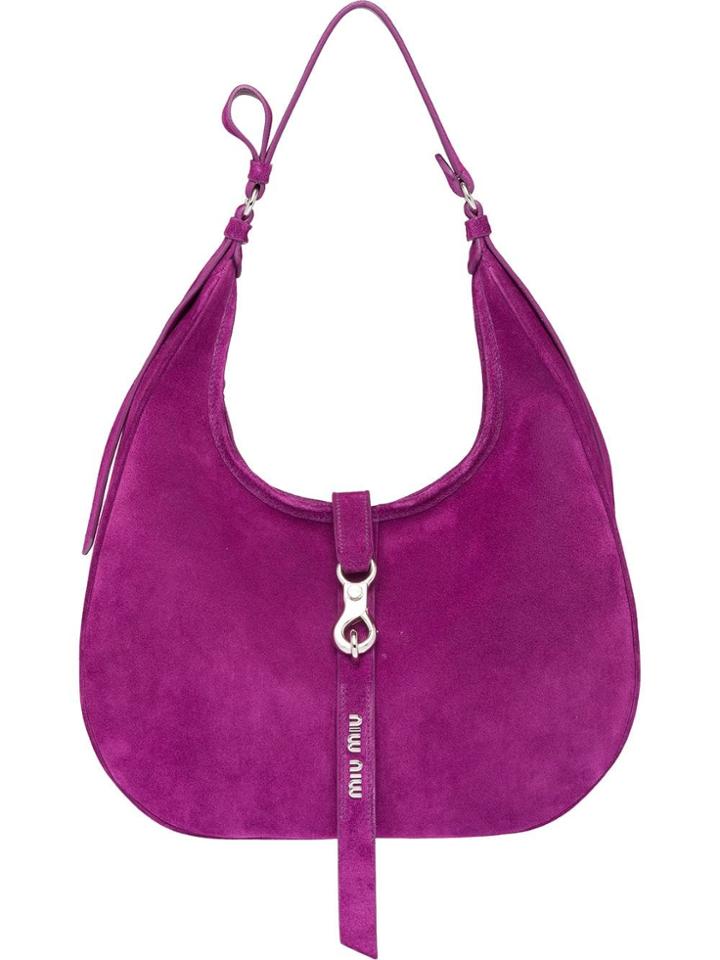 Miu Miu Suede Hobo Bag - Purple