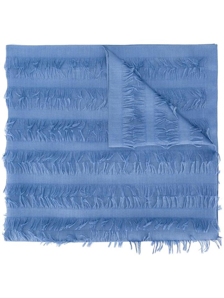 Chloé Frayed Scarf, Women's, Blue, Wool/shell
