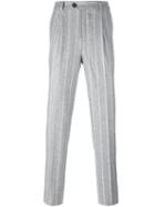 Brunello Cucinelli Striped Trousers, Men's, Size: 48, Grey, Wool/cotton/viscose/cupro