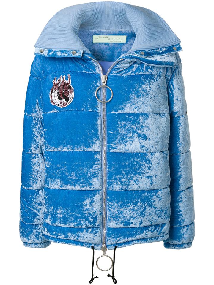 Off-white Patches Puffer Jacket - Blue