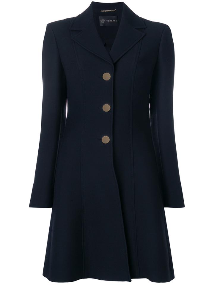 Versace Fitted Single-breasted Coat - Black