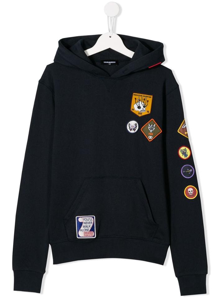 Dsquared2 Kids Teen Scout Patch Hoodie - Blue