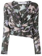 Iro Printed Wrap Top - Grey