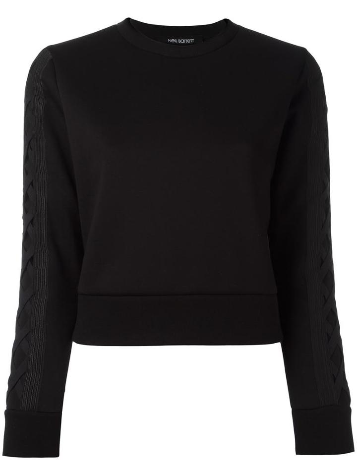Neil Barrett Lattice Detail Sweatshirt, Women's, Size: Xs, Black, Viscose/polyurethane