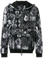 Frankie Morello Space Egypt Print Zipped Hoodie - Black