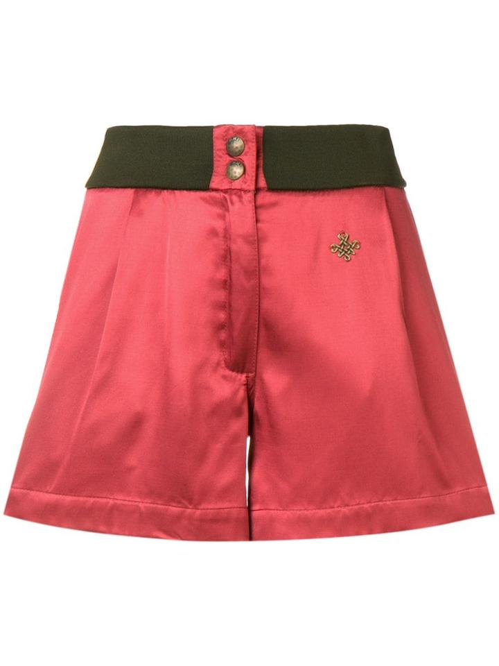 Mr & Mrs Italy Logo Plaque Shorts - Red