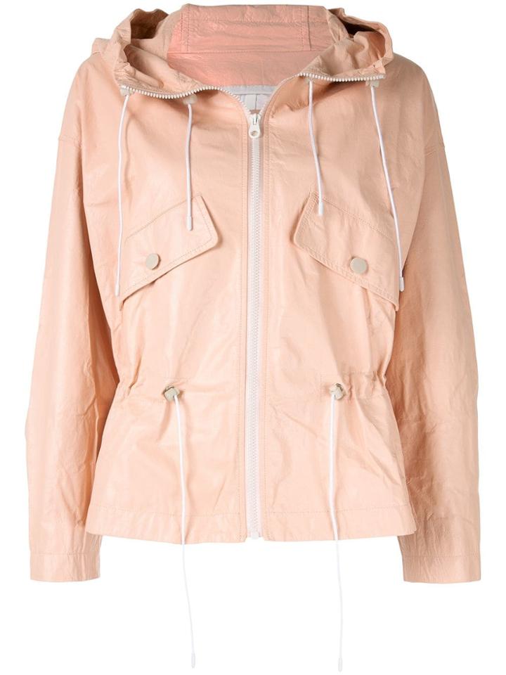 Yves Salomon Hooded Leather Jacket - Pink