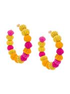 Carolina Herrera Raffia Beads Earrings - Yellow & Orange